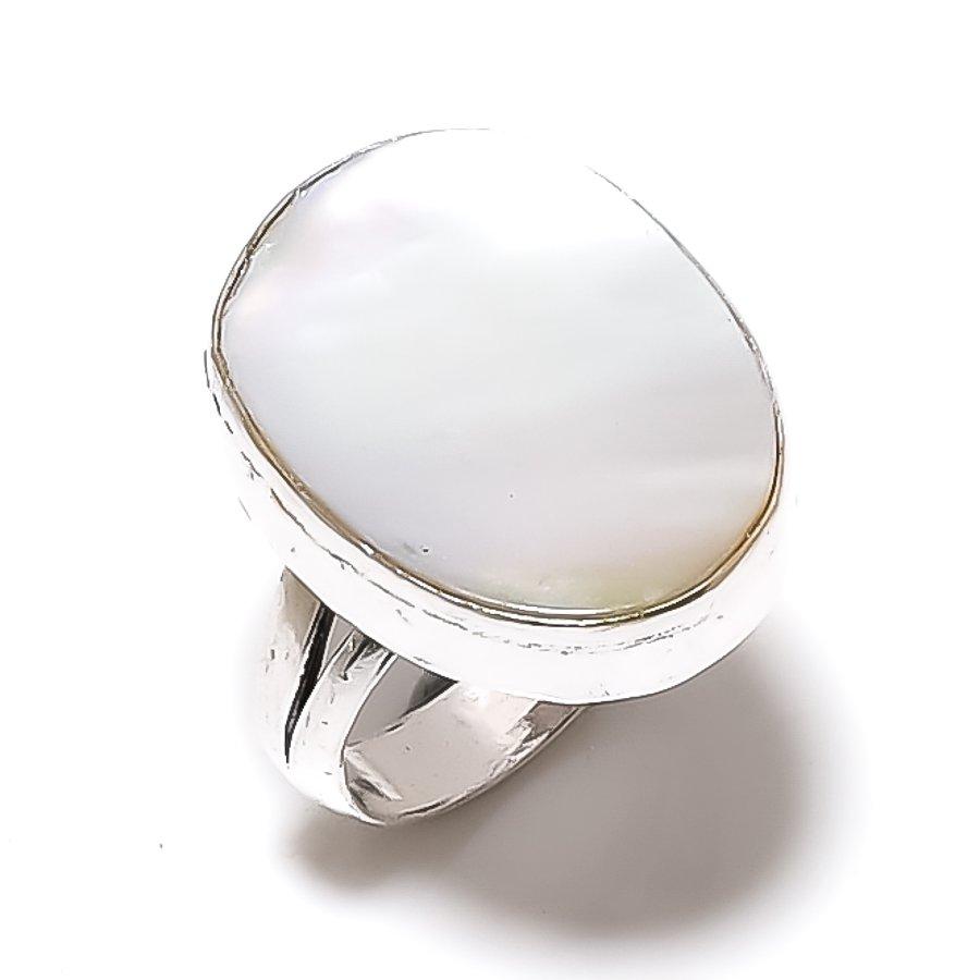 Pearl Handmade 925 Sterling Silver Gift Jewelry Ring Size 9 W7p93