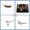 Stones and Minerals. Bracelet Necklace Set Yellow Sardonyx Beads + Wood 8 Mm. Chain In Customizable Size.