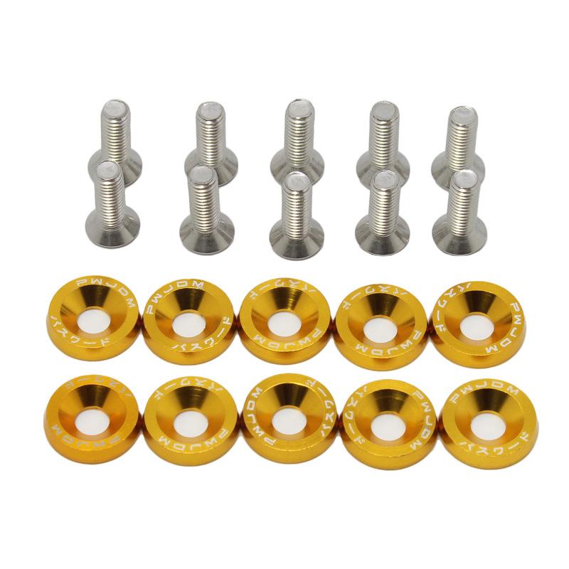 Car Modification Hex Fasteners 10 Pack M6 JDM Fender Washer Bumper Engine Concave Screws Fender Washer License Plate Bolts