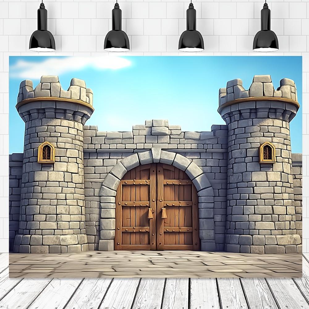 1 piece of retro polyester fiber castle backdrop fabric - designed for protection, machine washable, no power supply required