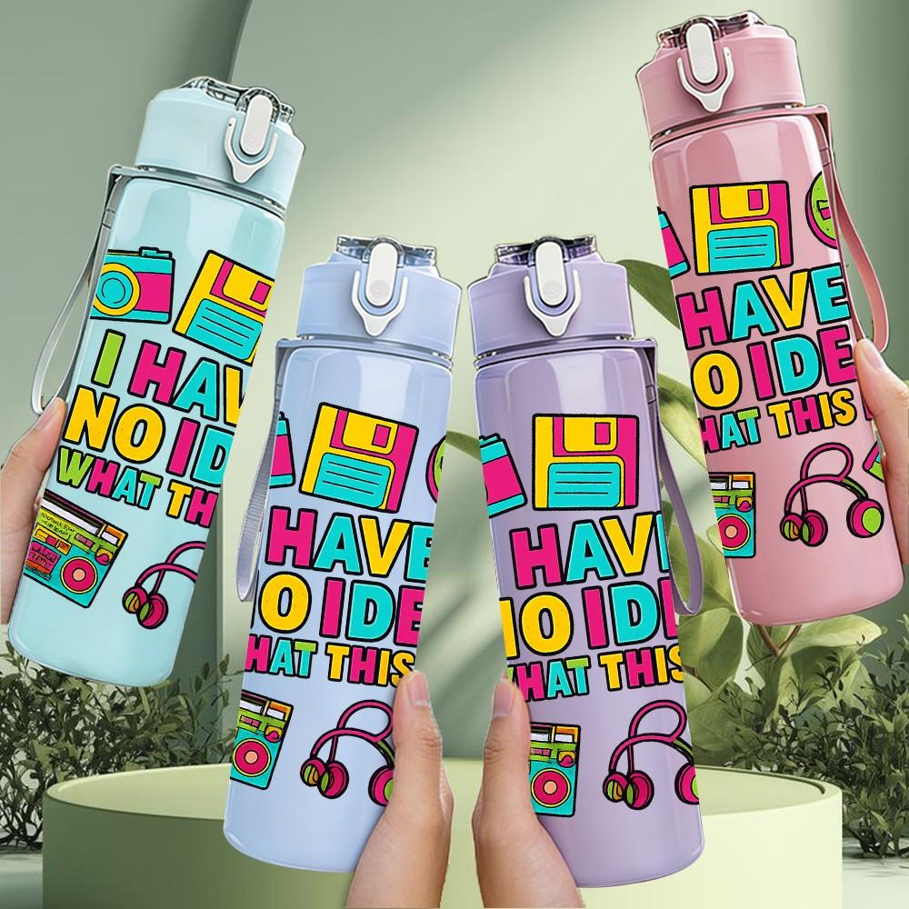 1PC Happy Birthday Kid Collage 750ml Color Plastic Sports Water Bottle Leakproof Flip Straw Lid Suitable for Sports Office Home Use