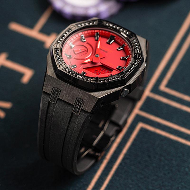 Casio Индивидуальные часы модифицированная серия Кровавый Демон Кварцевые резиновый ремешок унисекс красный циферблат GA-2100-4A GA-2100-4AGaiZhuang-XueMo