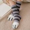 Autumn Winter Women Socks Cute Cartoon Cat Paw Kawaii Socks Women Coral Fleece Thermal Indoor Homewear Floor Sleeping Socks Gift