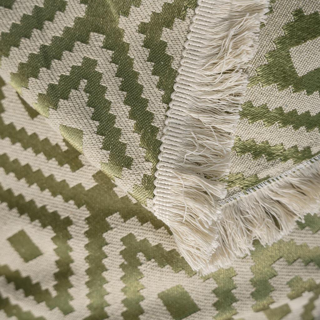 Sofa Towel Multifunctional Cover Green Geometric Jacquard Thick Retro Sofa Cover Blanket