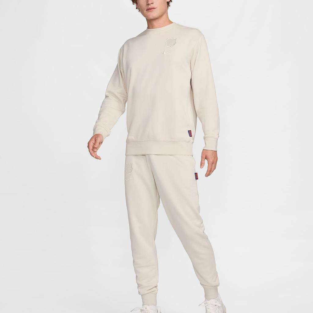 Nike Мужская повседневная толстовка FC Club FW24 Home Barcelona Series с круглым вырезом, однотонная, с длинным рукавом, светло-минерально-коричневого цвета FQ3024-104