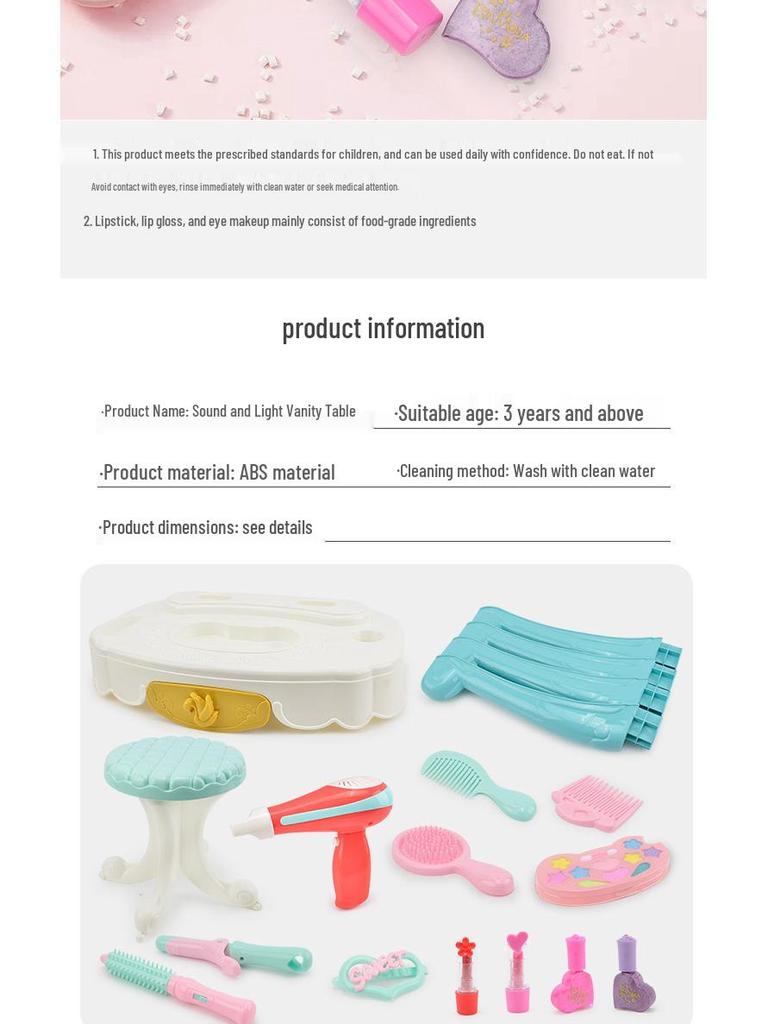 Набор туалетного столика и стула для принцессы для детей: Игровой набор для макияжа и подарок на день рождения