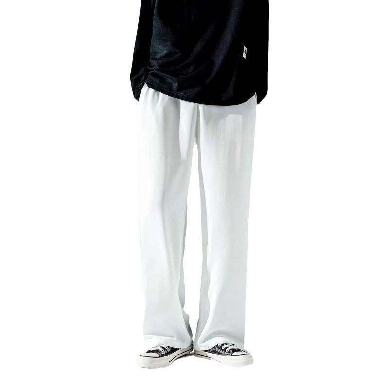 Ледяные брюки мужские свободные прямые вертикальные однотонные простые молодежные повседневные брюки