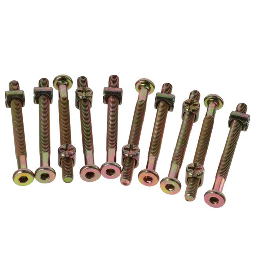 10PCS Yellow Bolt Nut Set Carbon Steel Cross Hole Nut Durable Hex Socket Screw Furniture