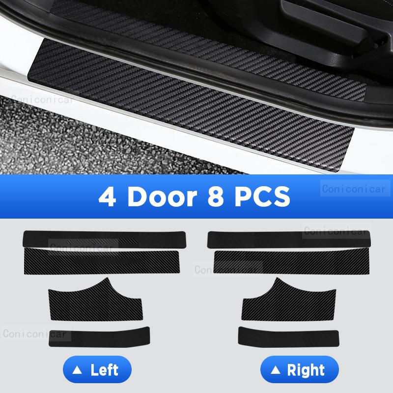 For MG MG4 EV Electric 2022-2025 Car Door Sills Scuff Plate Threshold Protector Interior Imitation Carbon Fiber Sticker WW32