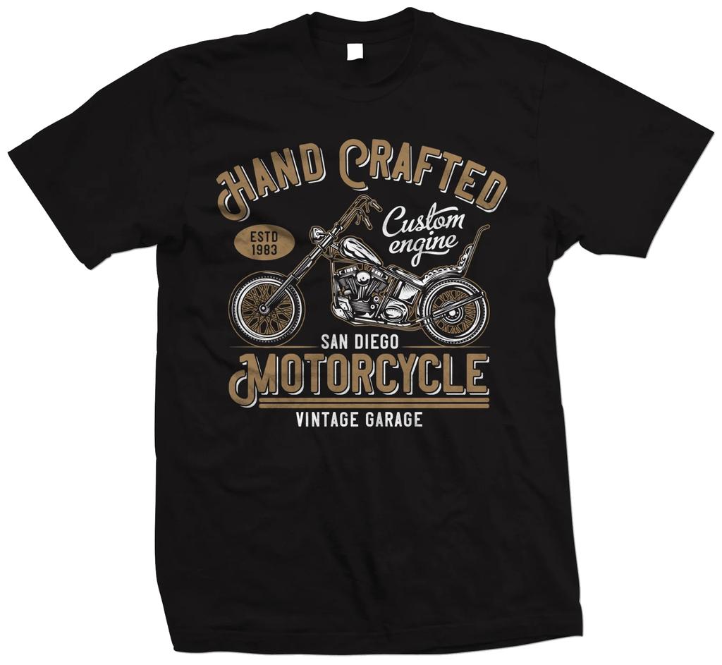 Мужская хлопковая футболка Байкер Мотоцикл Принт Большого размера Крутая Мода Уличная одежда Классическая футболка Большого размера Новинка Мотоциклетный топ S-4XL