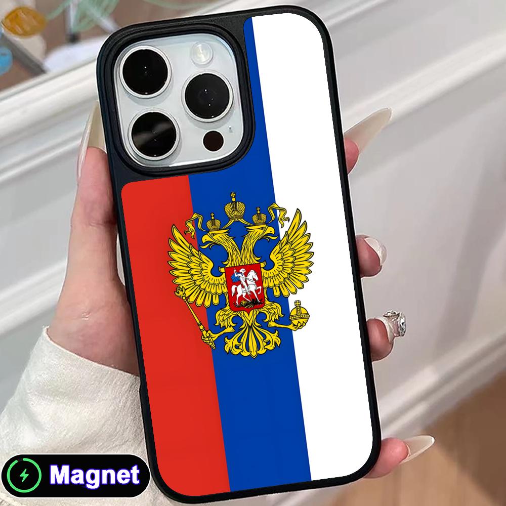 Russia Flag Matte Surface Magsafe Mobile Phone Case for iPhone 17 16 15 14 13 12 11 Air Pro Max Plus Colorful Cover