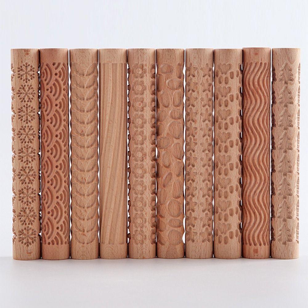 3D узор деревянный прижимной ролик DIY рельефный скалка текстура ролик для глины принадлежности для выпечки