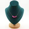 Stones and Minerals. Necklace 4 Beads Cracked Agate Fuchsia 8 Mm. Steel Chain Necklace Women, Men. Customizable Size.