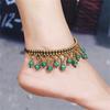 Bohemian Ethnic Pure Hand -Knitted Beaded Natural Stone Fringe Anklet Fashion Street Shoot Women 'S Beach Bikini Foot Accessories