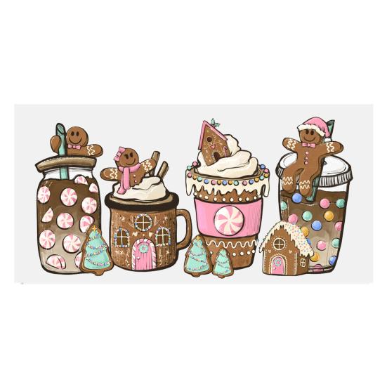 Наклейка на чашку Рождественская елка Санта-Клаус Водонепроницаемая самоклеящаяся Отличная липкость Противоскользящая прозрачная печать Кофейная чашка УФ DTF наклейка