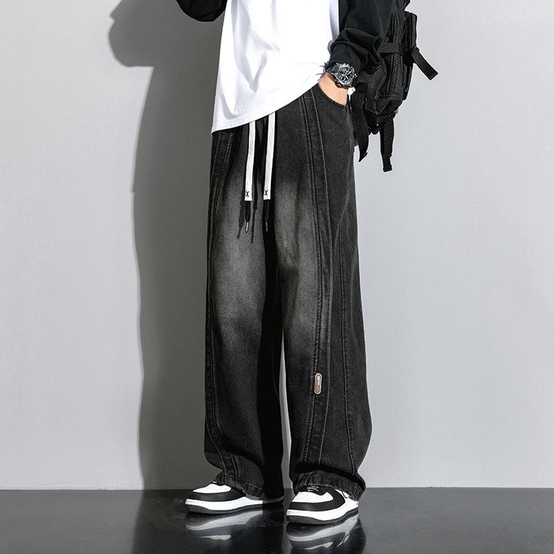 Весна и осень новые американские винтажные джинсы мужские свободные повседневные брюки больших размеров с широкими штанинами