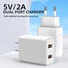 European Standard Dual Port Mobile Phone Fast Charger Head, Dual Usb US Standard 5V2A Charging Head Travel Charging Power Adapter