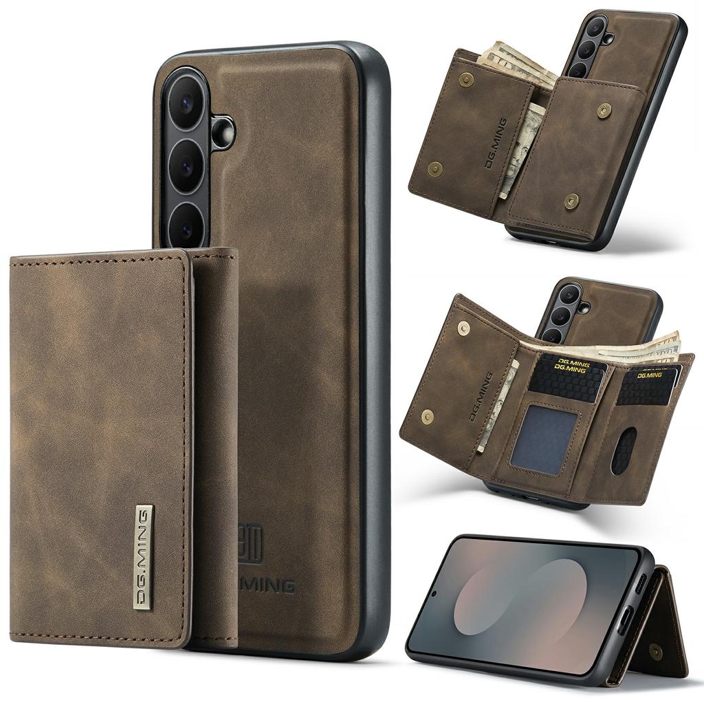 DG.MING Серия M1 для Samsung Galaxy S25 FE Чехол Подставка PU Чехол для телефона со съемным кошельком