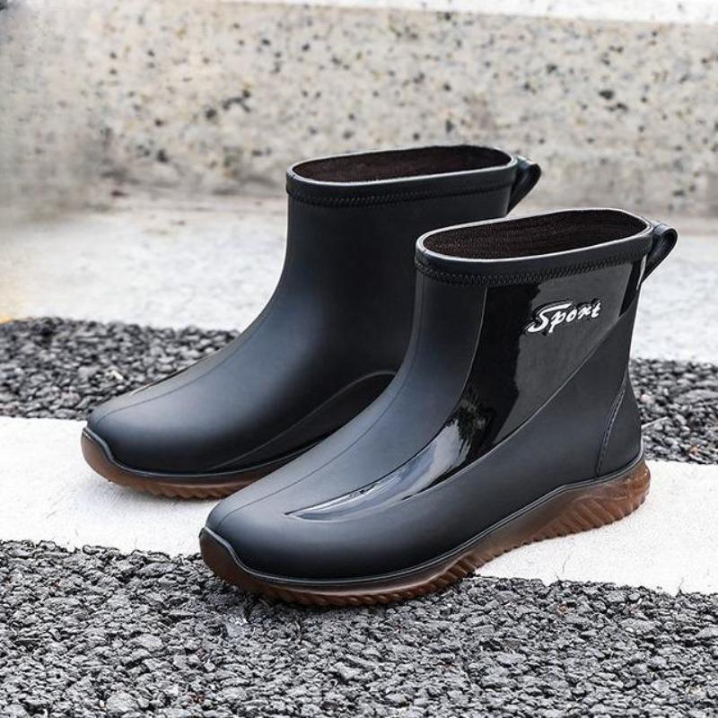 Модные дождевые ботинки мужские короткие голенища утолщенная подошва рабочие водонепроницаемые ботинки короткие резиновые сапоги мужские водонепроницаемые ботинки резиновые ботинки рыбалка на вынос