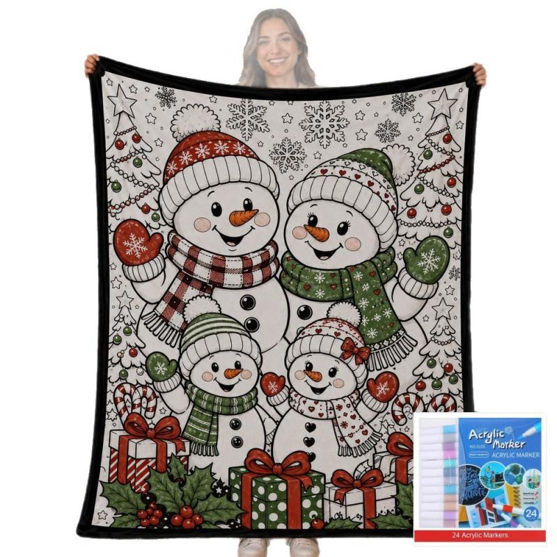 Santa Claus Coloring Flannel Blanket 2026 All Season Office Nap Soft