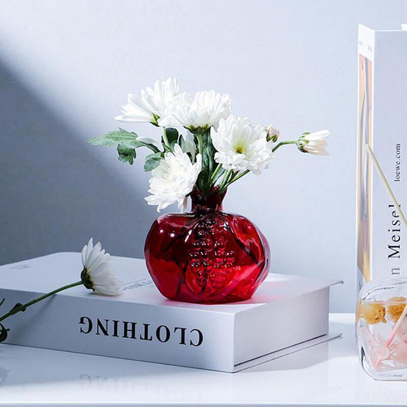 Стеклянная ваза из скандинавского граната, украшение для дома, прозрачная красная ваза для цветов, креативное кашпо для фруктов и цветов
