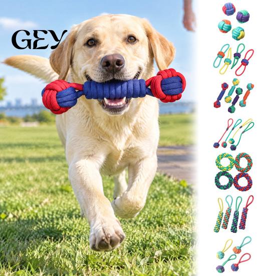 Outdoor Training Gear for Dogs Woven Braided Rope Dog Toy, Durable Cotton Knotted Chew Aggressive Tough Polyester Ropes Interactive Tug-of-War