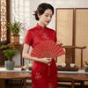 Chinese Style Handmade Folding Fan Portable Cheongsam Dance Fan Classic Tassel Hand Cranked Fan Traditional Decorative Fan