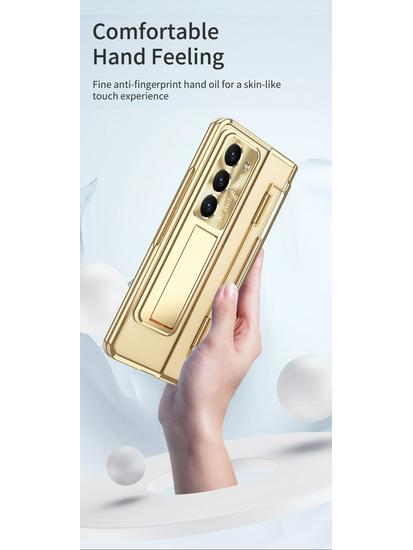 Защитный чехол для Samsung ZFold7 с плоским шарниром, электроплакированной пленкой для объектива и кожаным дизайном (Совместим с FOLD6 и W22)