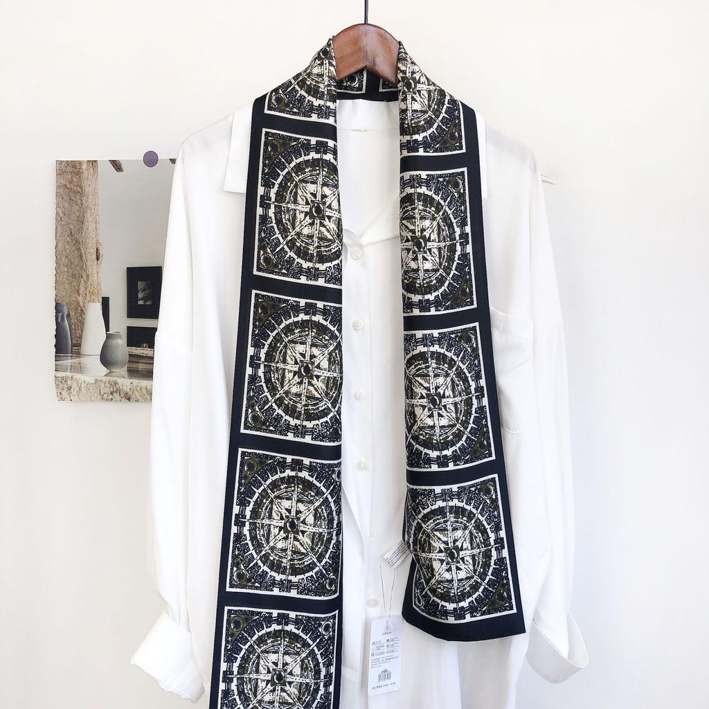 New Simulation Silk Long Scarf Fashionable Versatile Suit Double-Layer Scarf Decorative Bag Wrapped With Professional Scarf For Women