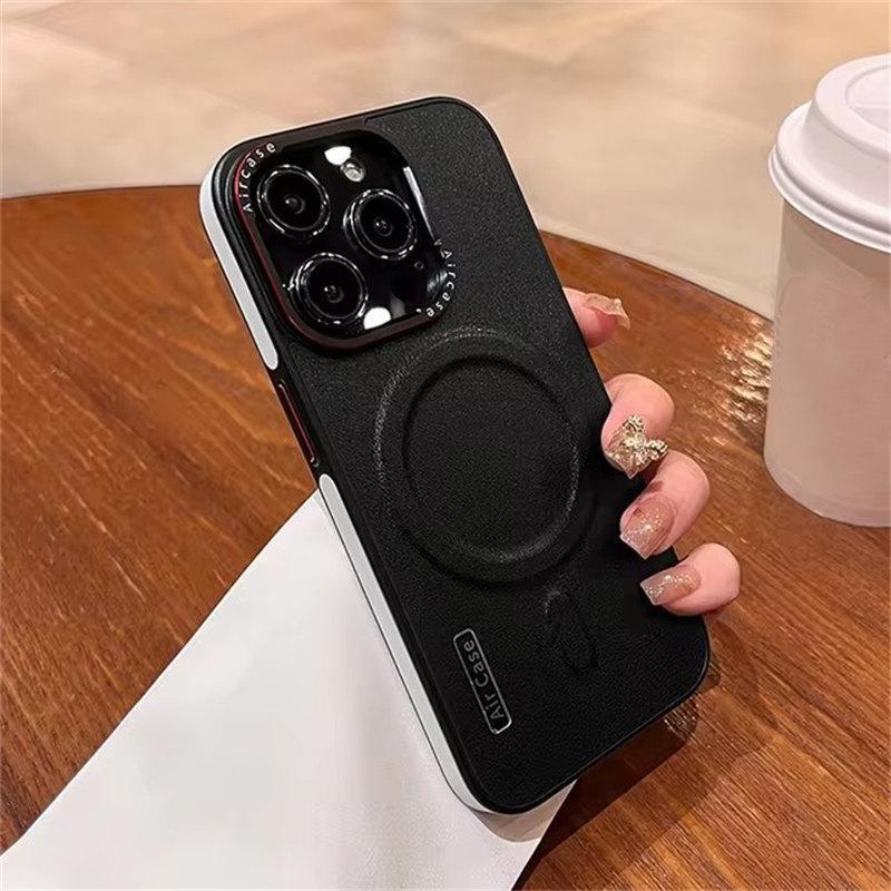 Бизнес двухцветный кожаный чехол Magsafe для iPhone 12 13 16 15 Pro Max магнитный матовый мягкий противоударный чехол для iPhone 15Pro