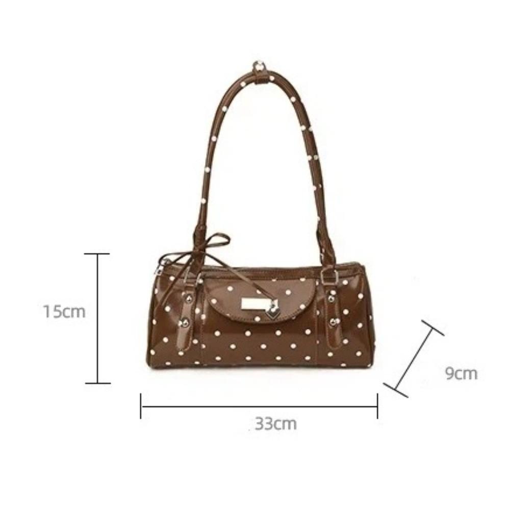 Sweet Polka Dots Design Shoulder Bags Large Capacity Zipper Tote Bag PU Leather Women's Handbag Women