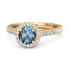 London Blue Topaz Round Halo Accents Ring - 925 Sterling Silver Gold Vermeil