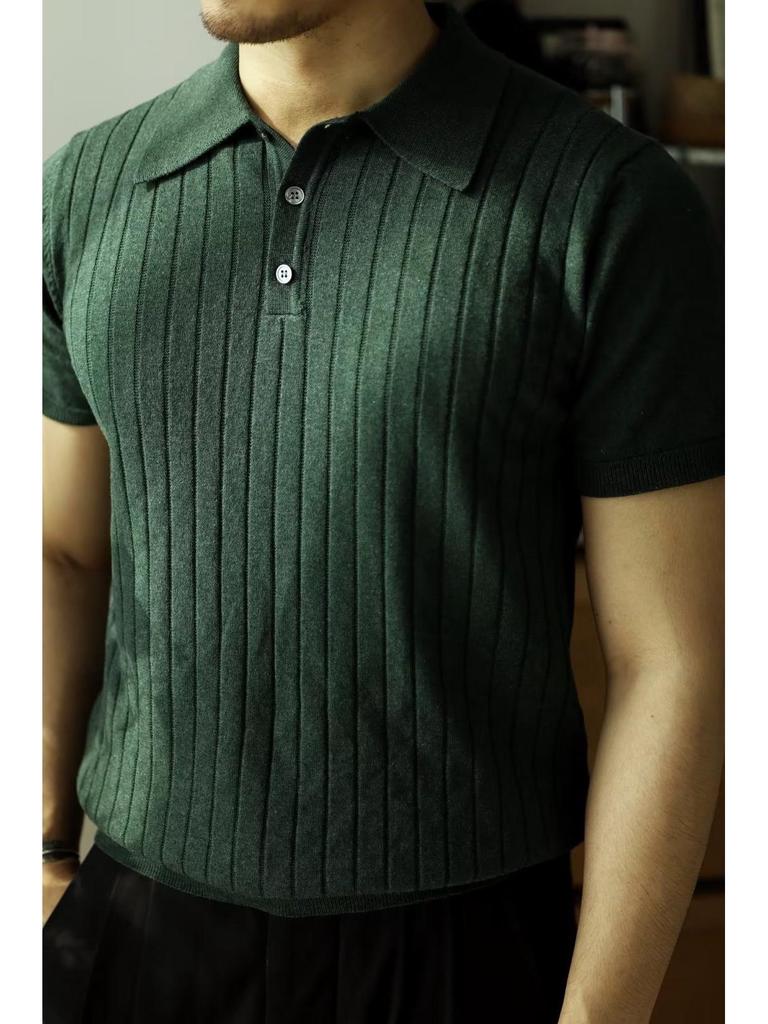 Мужская однотонная футболка-поло с коротким рукавом - Модный, универсальный и молодежный стиль для лета