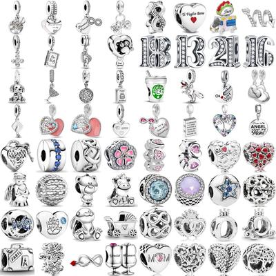 Посеребренная Семейная Серия Собака Бусина Подходит Оригинальный Браслет Сделай Сам Сияющий Мама Шармы Ювелирный Подарок Женский Кулон