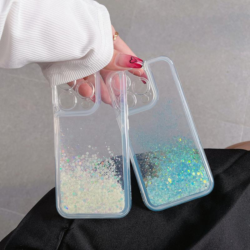Роскошный светящийся блестящий чехол для телефона Quicksand для iPhone Liquid Sand Прозрачная мягкая задняя крышка