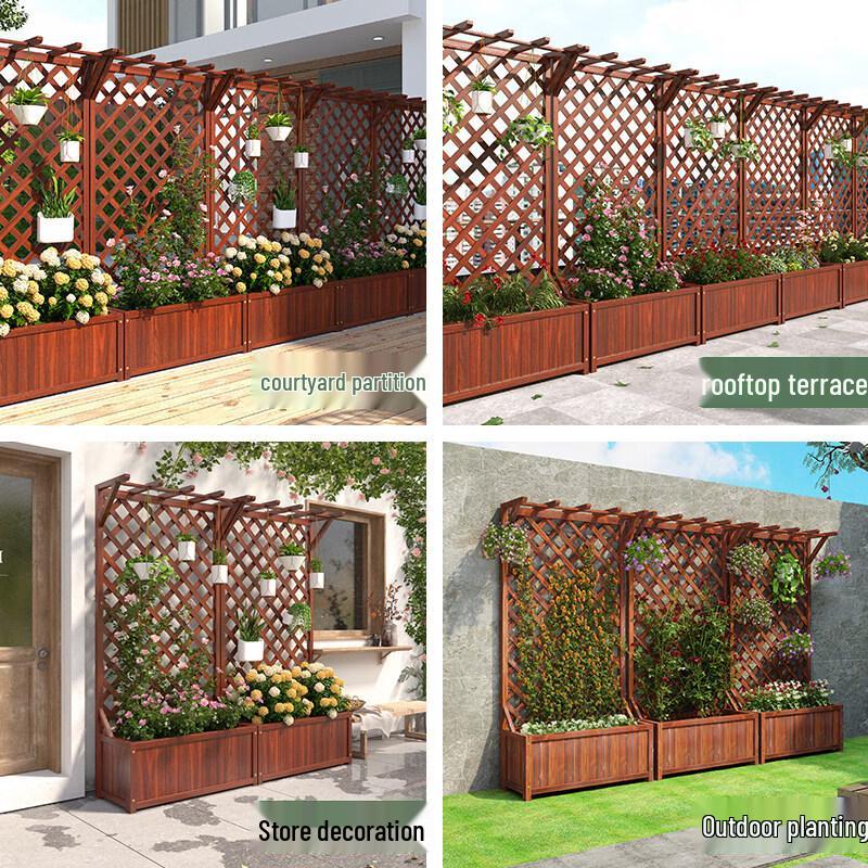 JINGGENG Outdoor Garden Trellis & Planter Box