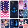 Stripes Anchor Boat Phone Case for Iphone 5 5s Se 6 6s 7 8 Plus X 10 XR XS 11 12 13 Mini Pro MAX Black Tpu Back Cover