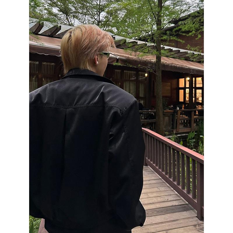 Unisex High-End Liquid Metal Star Design Short Jacket with Lapel and Drop Shoulders