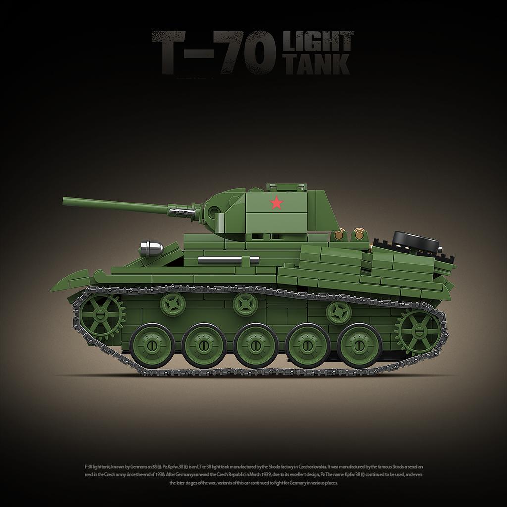 World War 2 WW2 Army Military Soldiers SWAT T-70 Light Tank BT-7 Light Cavalry Tank Model Building Blocks Bricks Children's Toys