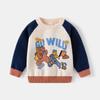 Autumn New Mountain Children's Clothing Boys Double-layer Cotton Thread Bear Holiday Pullover Sweater Children's Shoulder Sleeves Thick Top