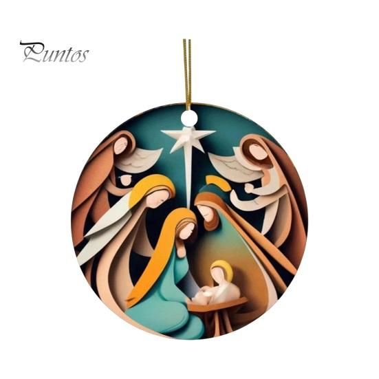 Nativity Scene Ornaments Acrylic Flat Hanging Pendant Keepsake The Birth of Jesus Decor for Christmas Tree Party Car Wall Door
