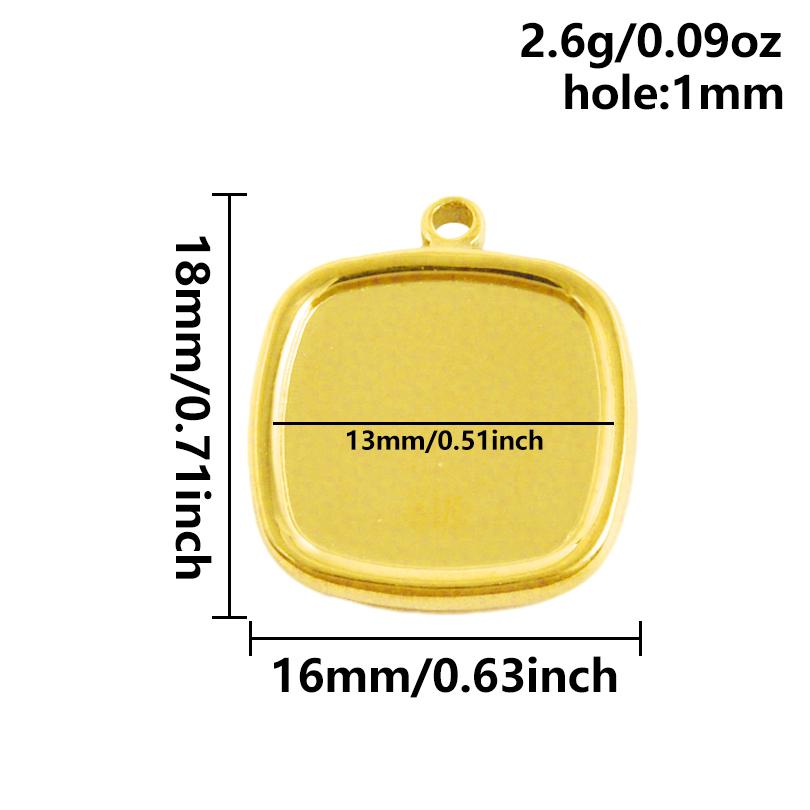6pcs Heart Square Water Droplet Oval Cabochon Base Setting Pendant Stainless Steel Charms For Jewelry Making Bulk DIY Materials