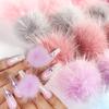 6Pcs/box Nail Fluff Ball Ornament Plush Hairball Nail Art Decoraiton Detachable Magnets