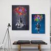 Graffiti Art Figure Poster Girl Sitting In Hot Air Balloon Canvas Painting Office Living Room Bedroom Home Decoration Mural No Frame