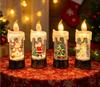 Светодиодный рождественский фонарь-свеча с вращающимся глиттером, дизайн Санта/Снеговик/Елка/Ангел, снежный шар