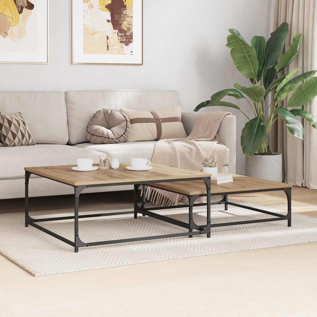 Coffee Table Set 2 pcs Artisan Oak Wood Composite
