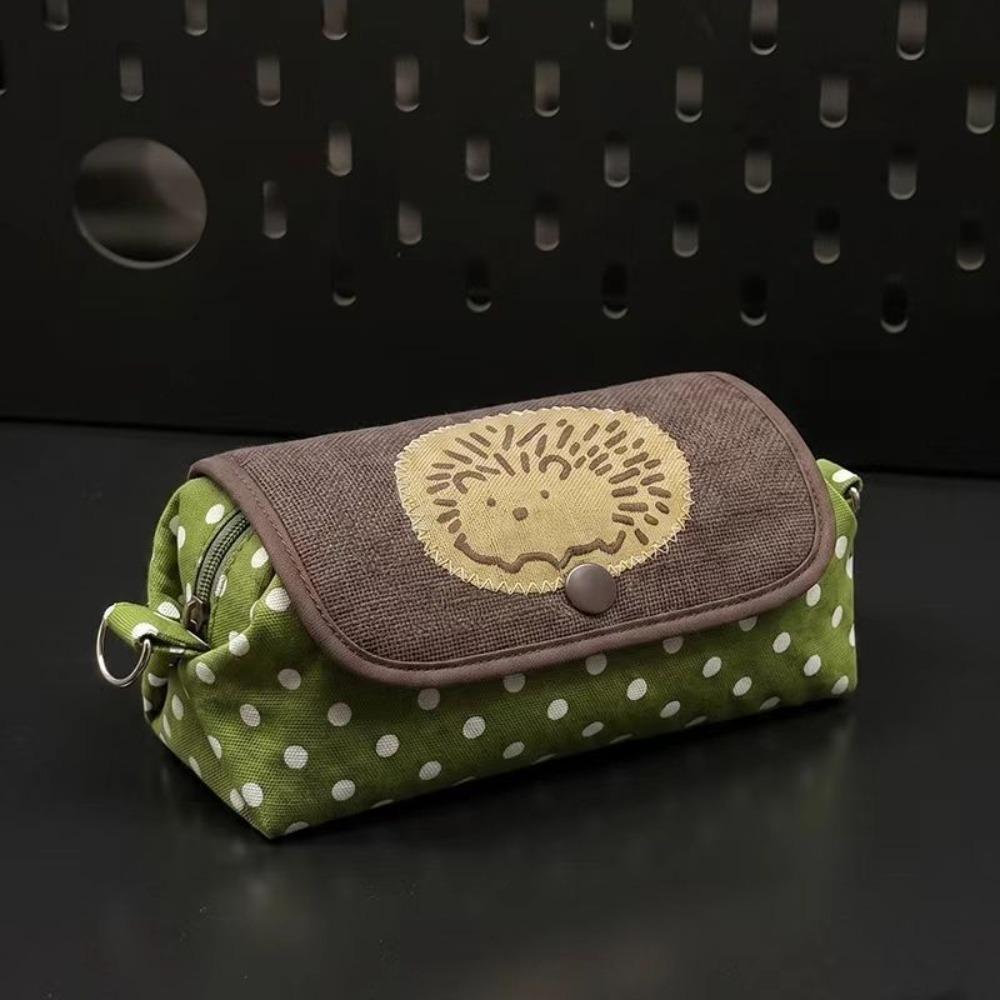 Cute Hedgehog Pen Bag Dot Pattern Pencil Pouch High Quality Pencil Case Gift