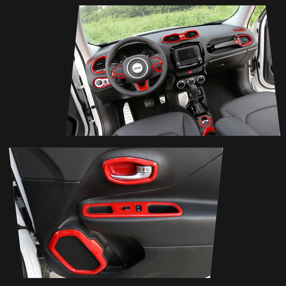 ABS Car Steering Wheel Headlight Switch Decoration Ring Central Air Vent Cover Stickers For Jeep Renegade 2017-2020 Car Exterior Accessories