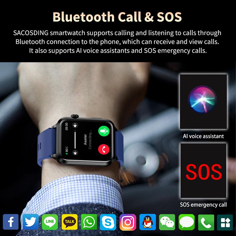 SACOSDING Новые смарт-часы ЭКГ для мужчин и женщин Bluetooth-вызов голосовой помощник артериальное давление кислород в крови спортивный трекер упражнений смарт-часы