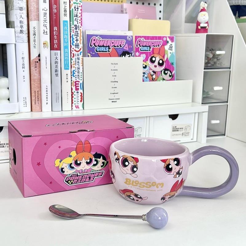 Милая керамическая кружка Powerpuff Girls, кружка для питья для мальчиков и девочек, парная кружка для питья, офисная кофейная кружка, подарок на день рождения